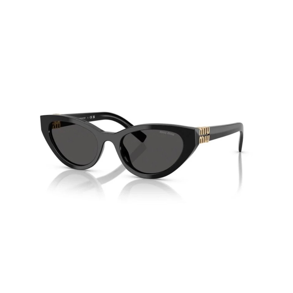 Miu Miu Black Cat-Eye Sunglasses with Gold Accents